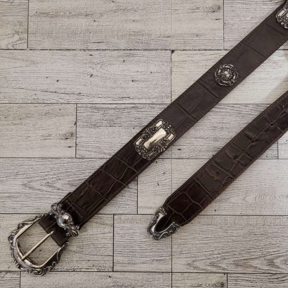 Women's Brighton Western Brown Leather Concho Rodeo Cowgirl Belt Size S